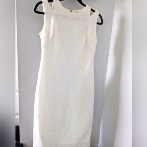 White With Gold Midi Sleeveless Dress